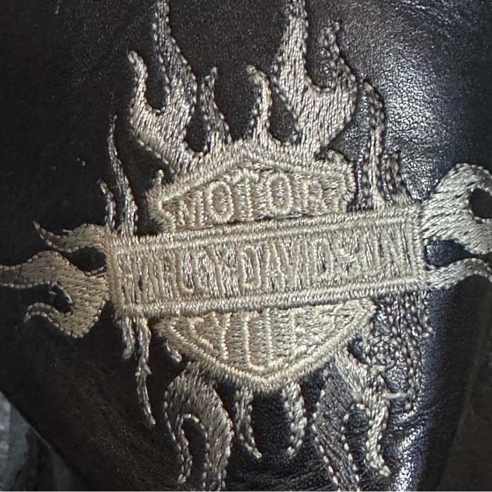 Harley-Davidson Men’s Leather Black Flame Combat Boots - Picture 4 of 6